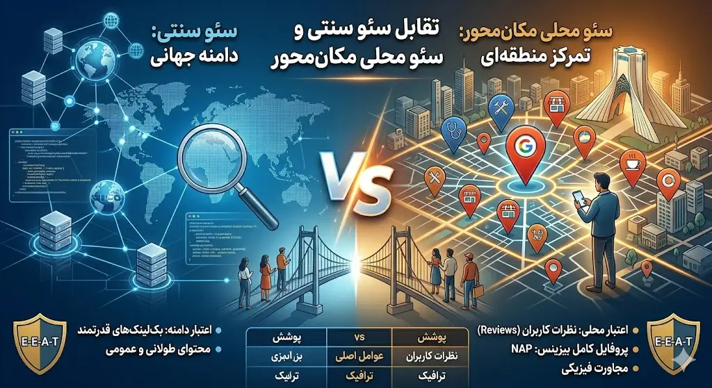 تقابل سئو سنتی و سئو محلی مکان‌محور