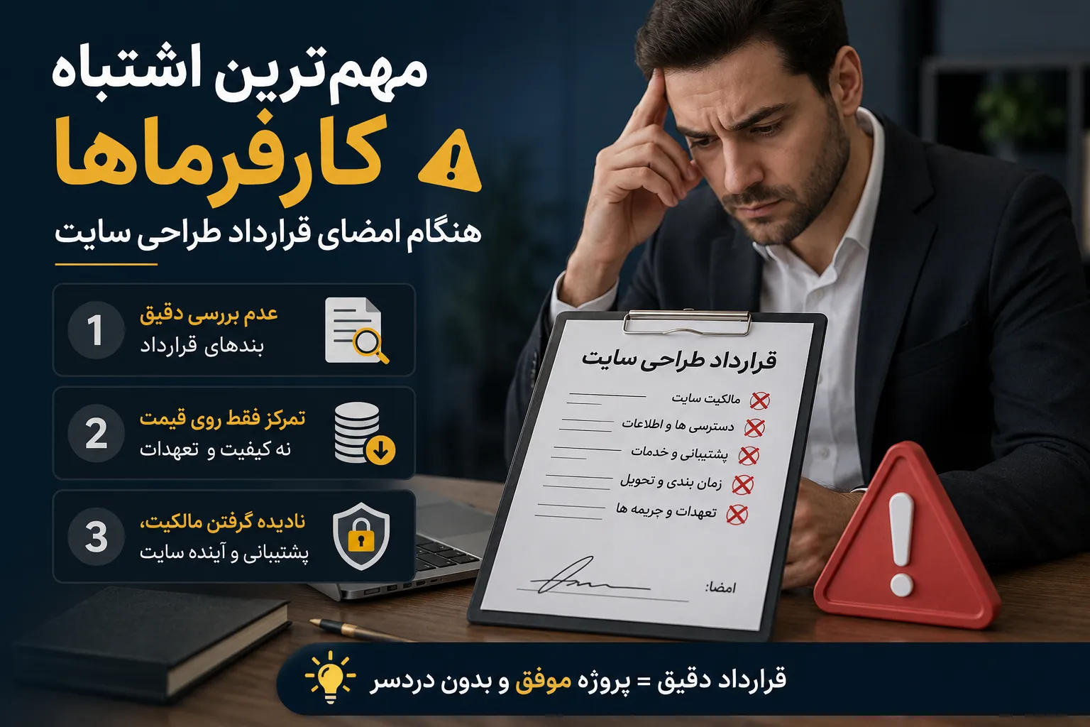 مهم‌ترین اشتباه کارفرماها هنگام امضای قرارداد طراحی سایت