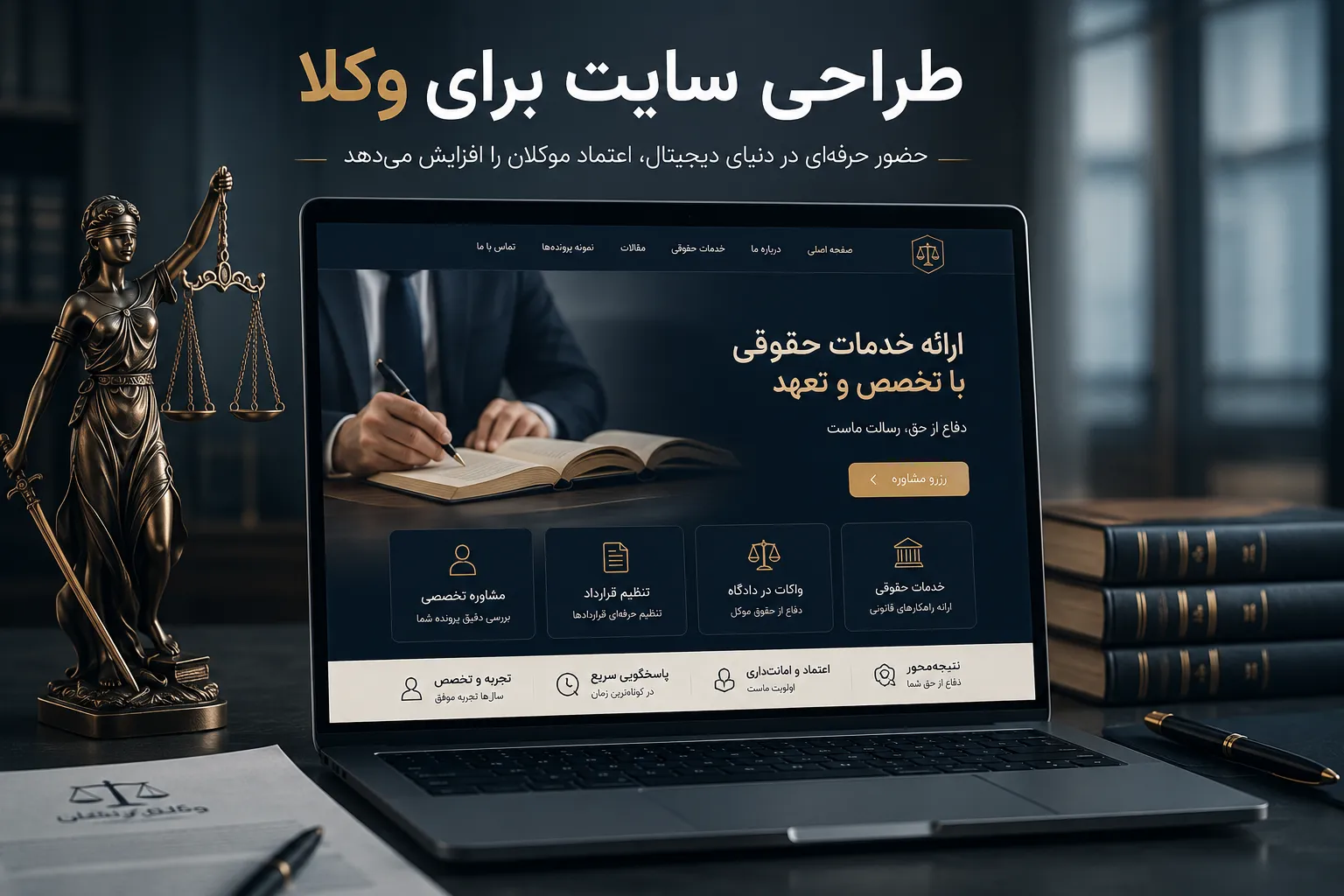 طراحی سایت برای وکلا | راهنمای کامل جذب موکل و سئو سایت حقوقی