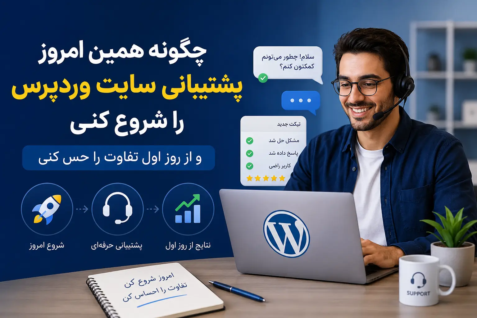 چگونه همین امروز پشتیبانی سایت وردپرس را شروع کنی و از روز اول تفاوت را حس کنی