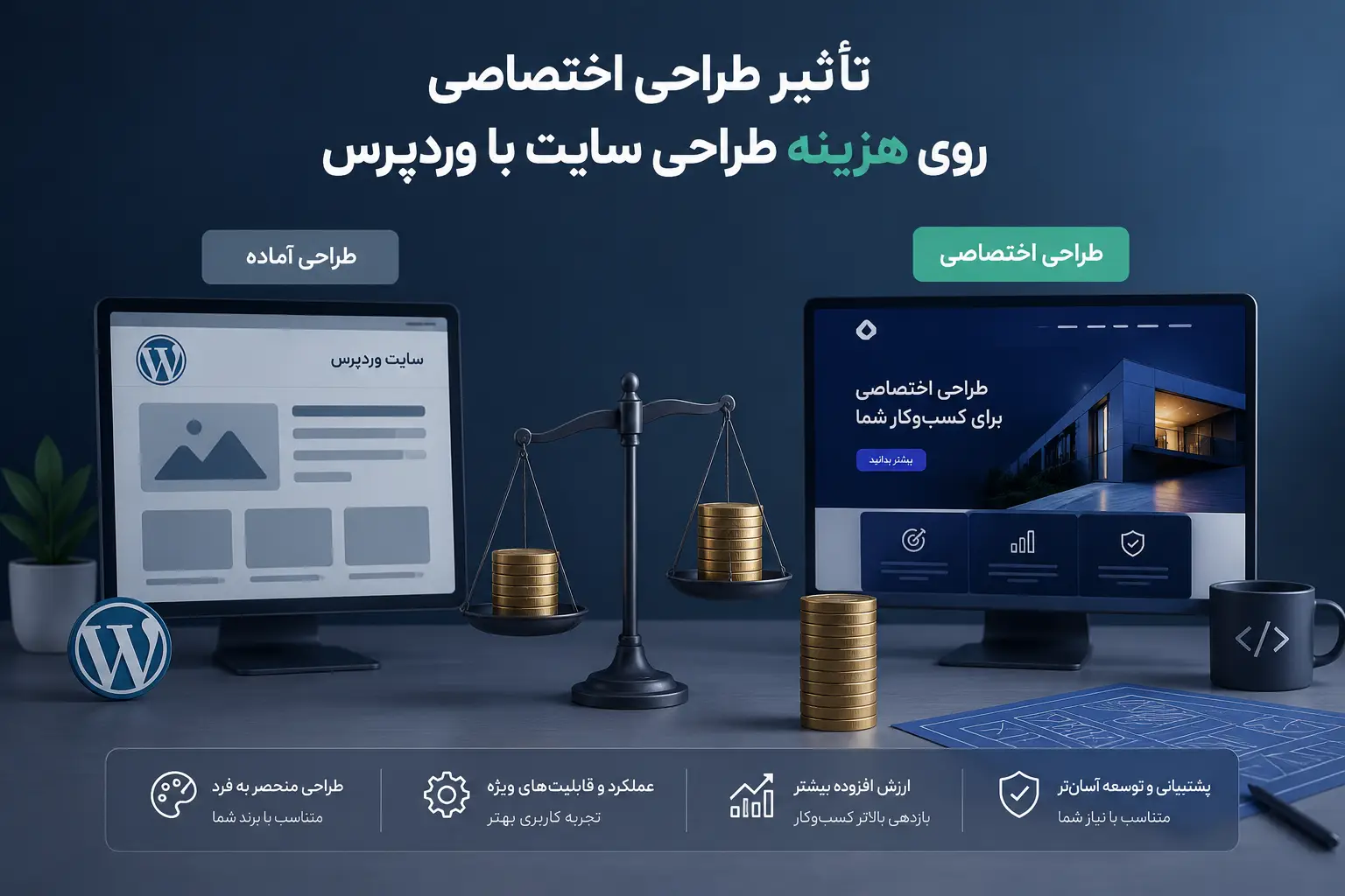 تأثیر طراحی اختصاصی روی هزینه طراحی سایت با وردپرس