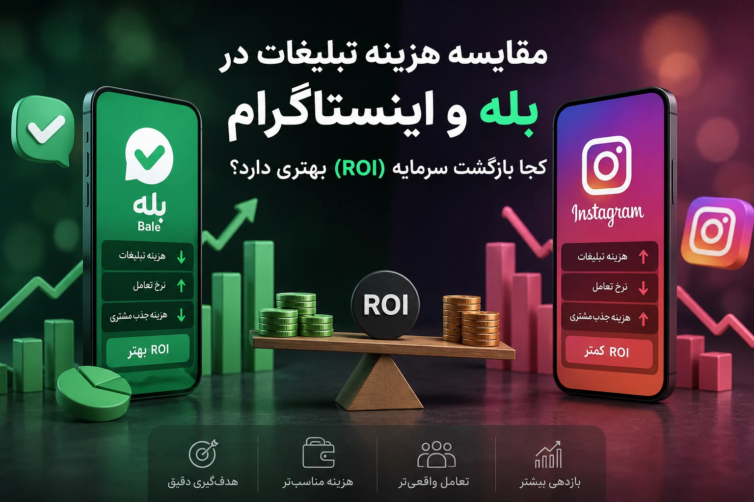 مقایسه هزینه تبلیغات در بله و اینستاگرام؛ تحلیل بی‌پرده بازگشت سرمایه (ROI)