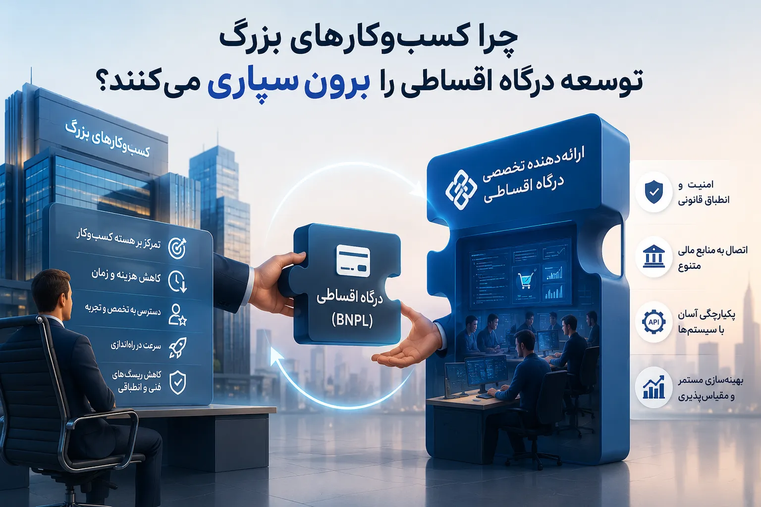 چرا کسبوکارهای بزرگ توسعه درگاه اقساطی را برونسپاری میکنند؟