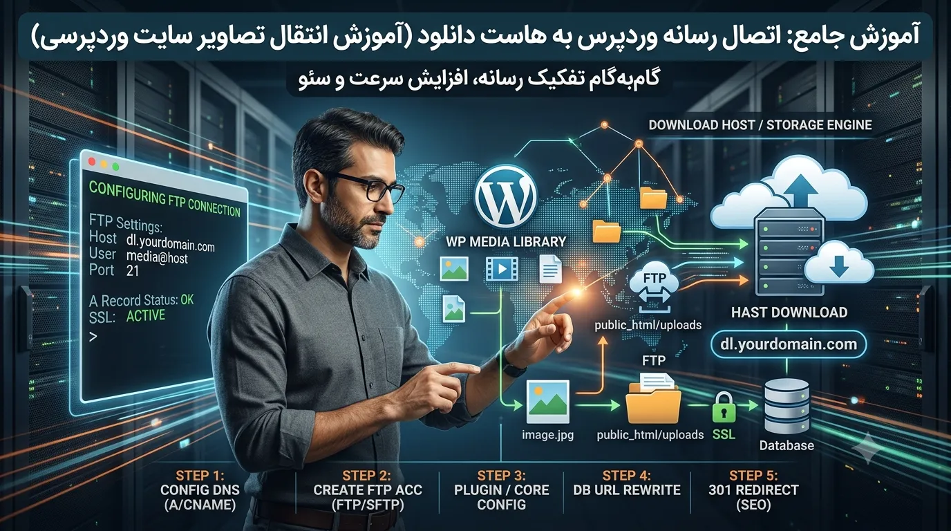 آموزش اتصال رسانه وردپرس به هاست دانلود + انتقال بدون افت سئو