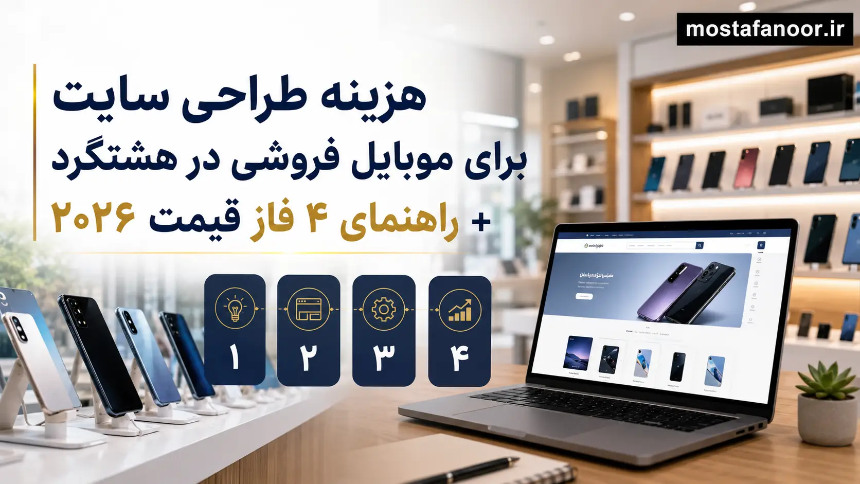 هزینه طراحی سایت برای موبایل فروشی در هشتگرد + راهنمای ۴ فاز قیمت ۲۰۲۶